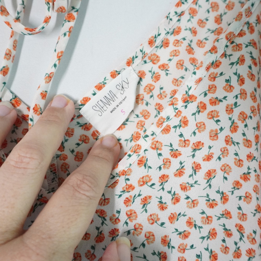 Sienna‎ Sky Floral Print Babydoll Tank Tie Strap Sleeveless Casual Summer S Y2K - Picture 2 of 6